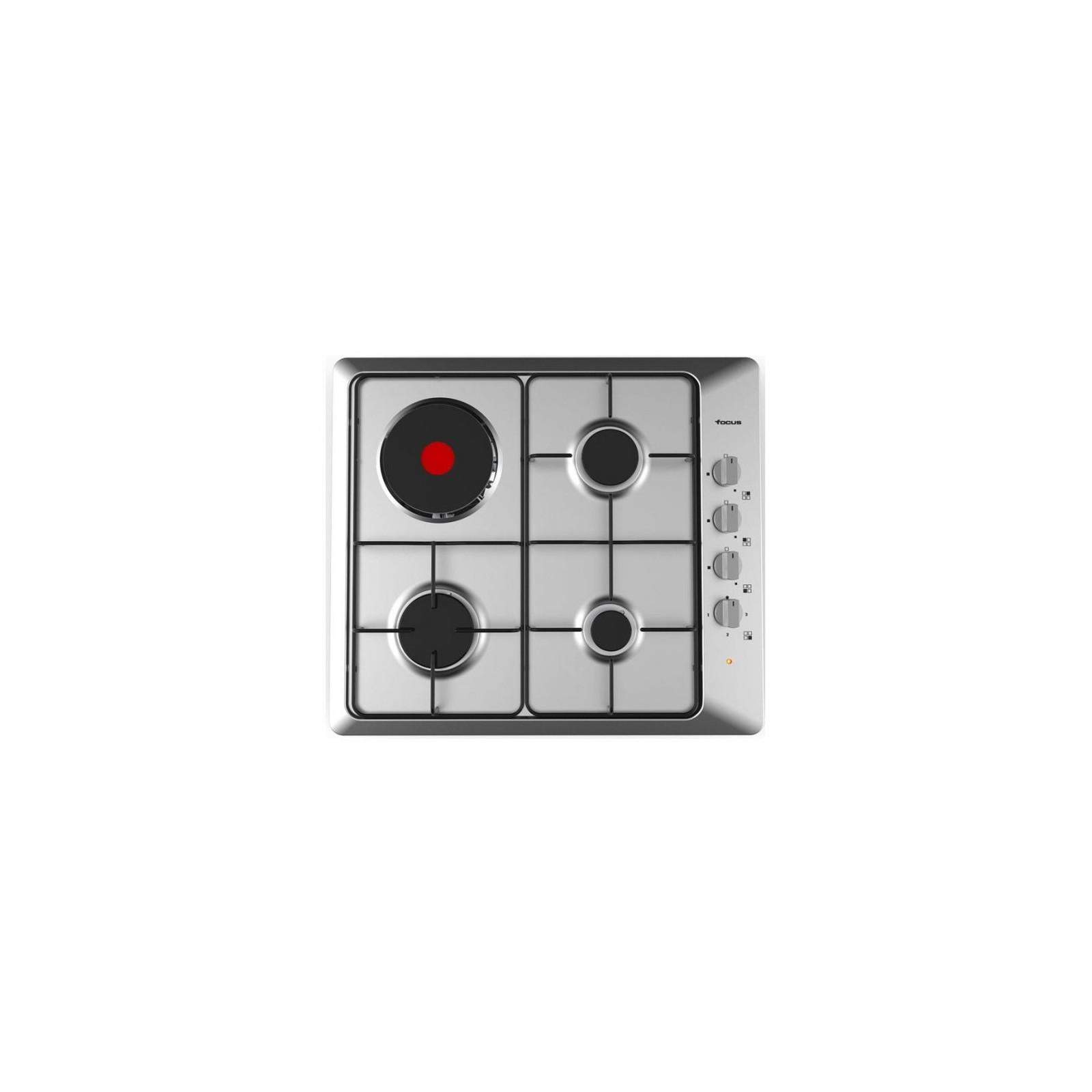 Focus F806X, Plaque de cuisson 3 feux à Gaz avec 1 foyer électrique en inox Focus F806X, Plaque de cuisson 3 feux à Gaz avec 1 foyer électrique en inox