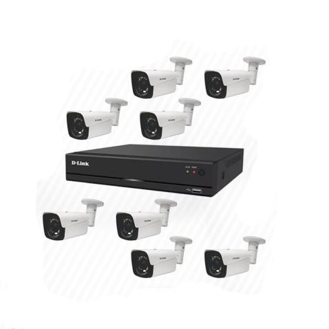 Kit Vidéosurveillance à 8 Caméras Tube 2MP + DVR D-Link, ensemble complet