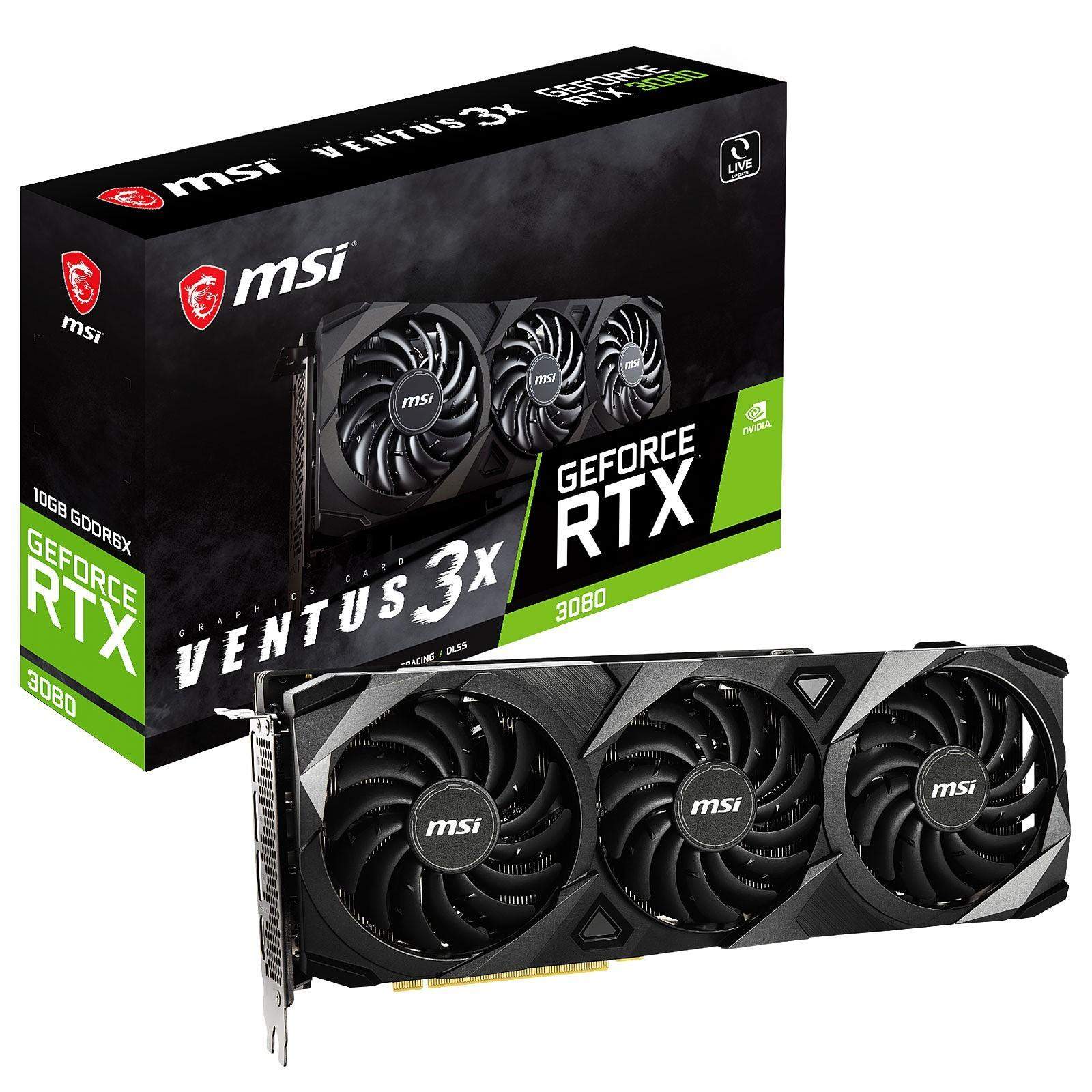 MSI, Carte graphique GeForce RTX 3080 Ventus 3X PLUS 12G OC LHR MSI, Carte graphique GeForce RTX 3080 Ventus 3X PLUS 12G OC LHR