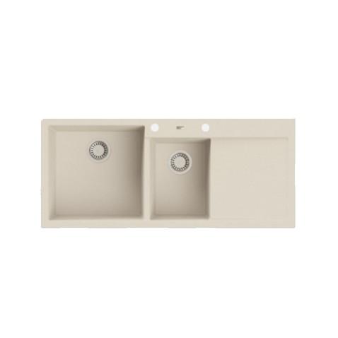 Evier AXIS A-Point 180 à 2 Bacs Dim. 116 x 50 cm Beige