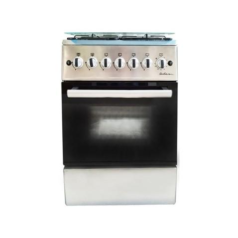 Sotacer F6B40G2, Cuisinière à Gaz 4 feux 60 cm avec couvercle en Silver