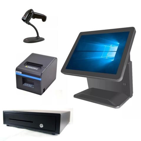 Pack Caisse tactile WellBe POS-8618L, Imprimante Tickets XPRINTER, Doucehtte Scanmore et Tiroir caisse