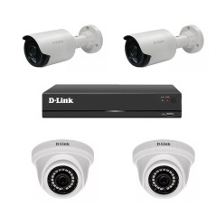 Kit Vidéosurveillance D-Link à 4 Caméras 2MP + DVR, ensemble complet