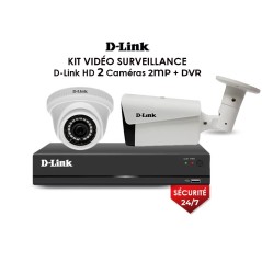 Kit Vidéosurveillance D-Link HD 2 Caméras 2MP + DVR, ensemble complet