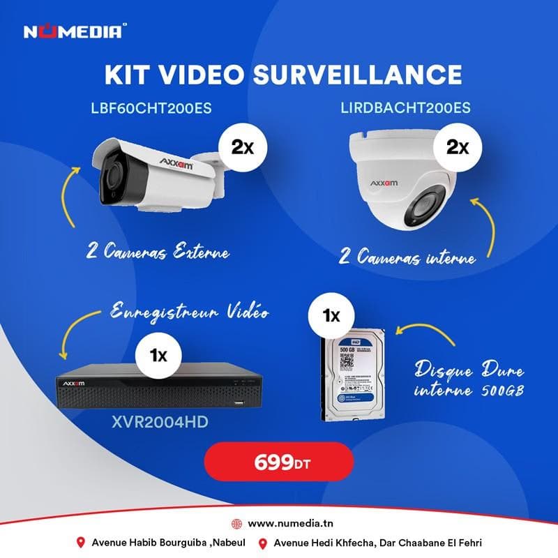 Pack Vidéosurveillance Aanalogique HDCVI/TVI 4 Caméras + Enregistreur Vidéo+ DD 500 Go