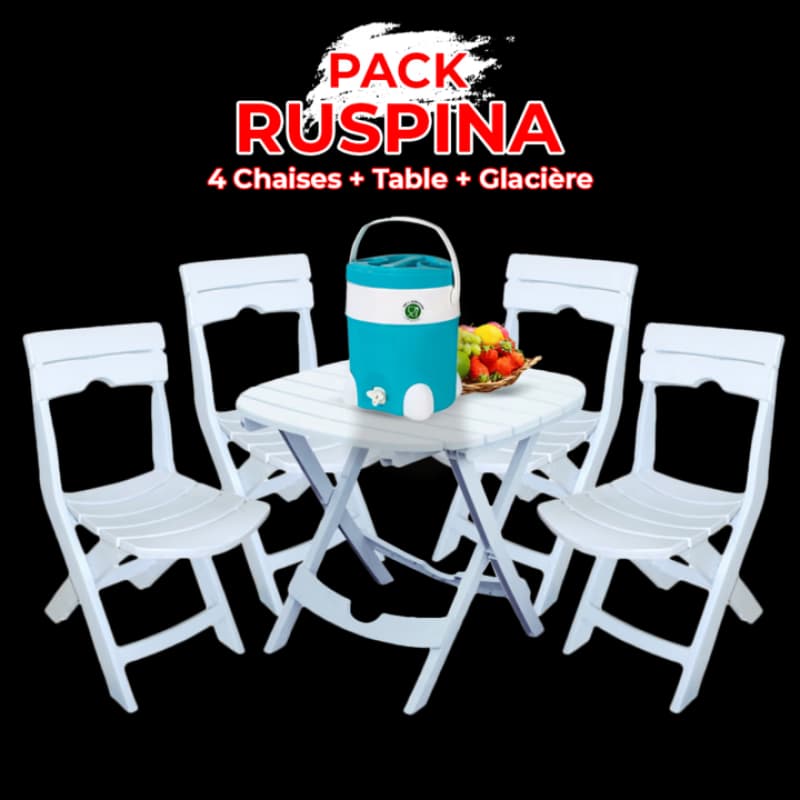 Pack Ruspina 4 chaises + table + glacière