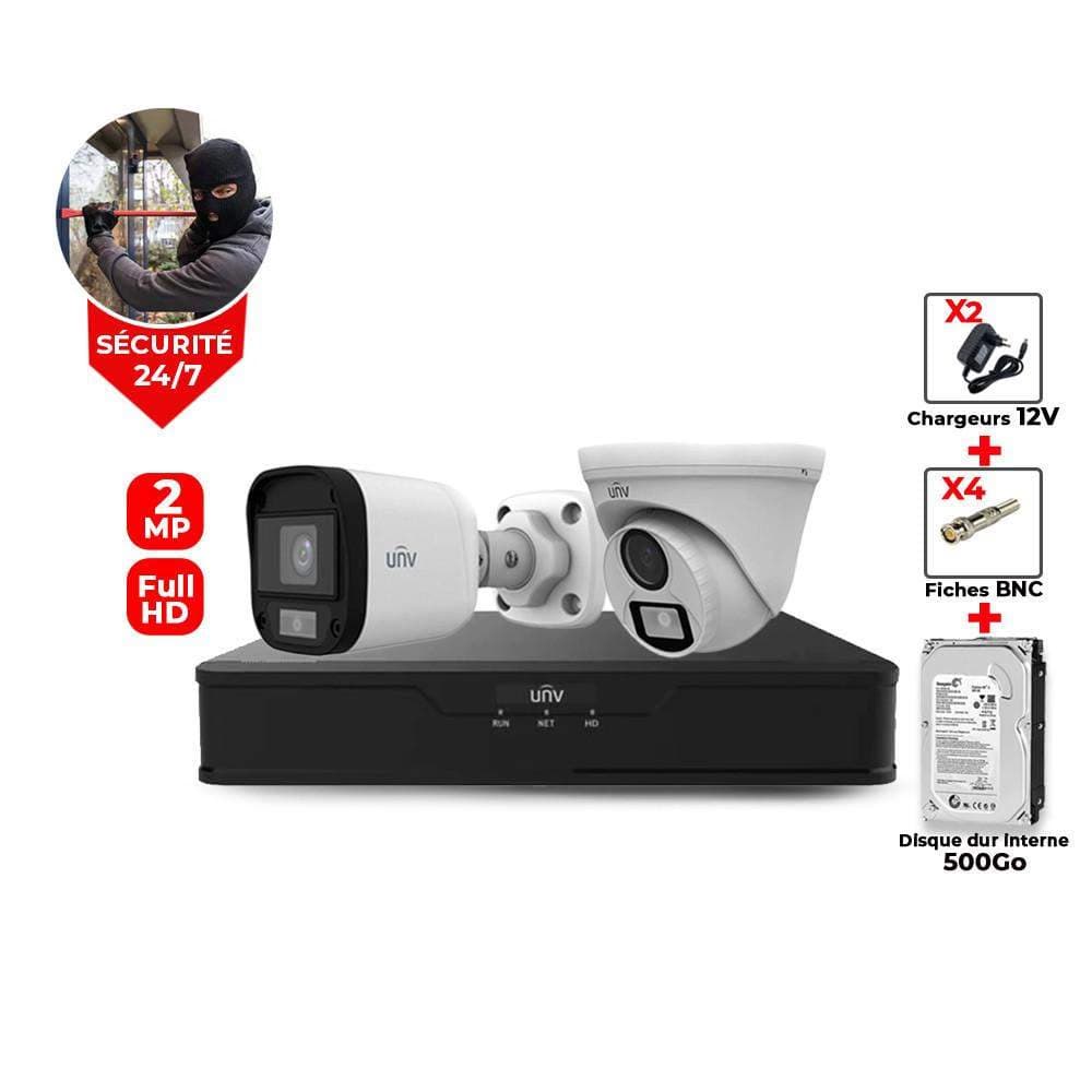 Pack 2 caméras de surveillance UNV 1 interne et 1 externe