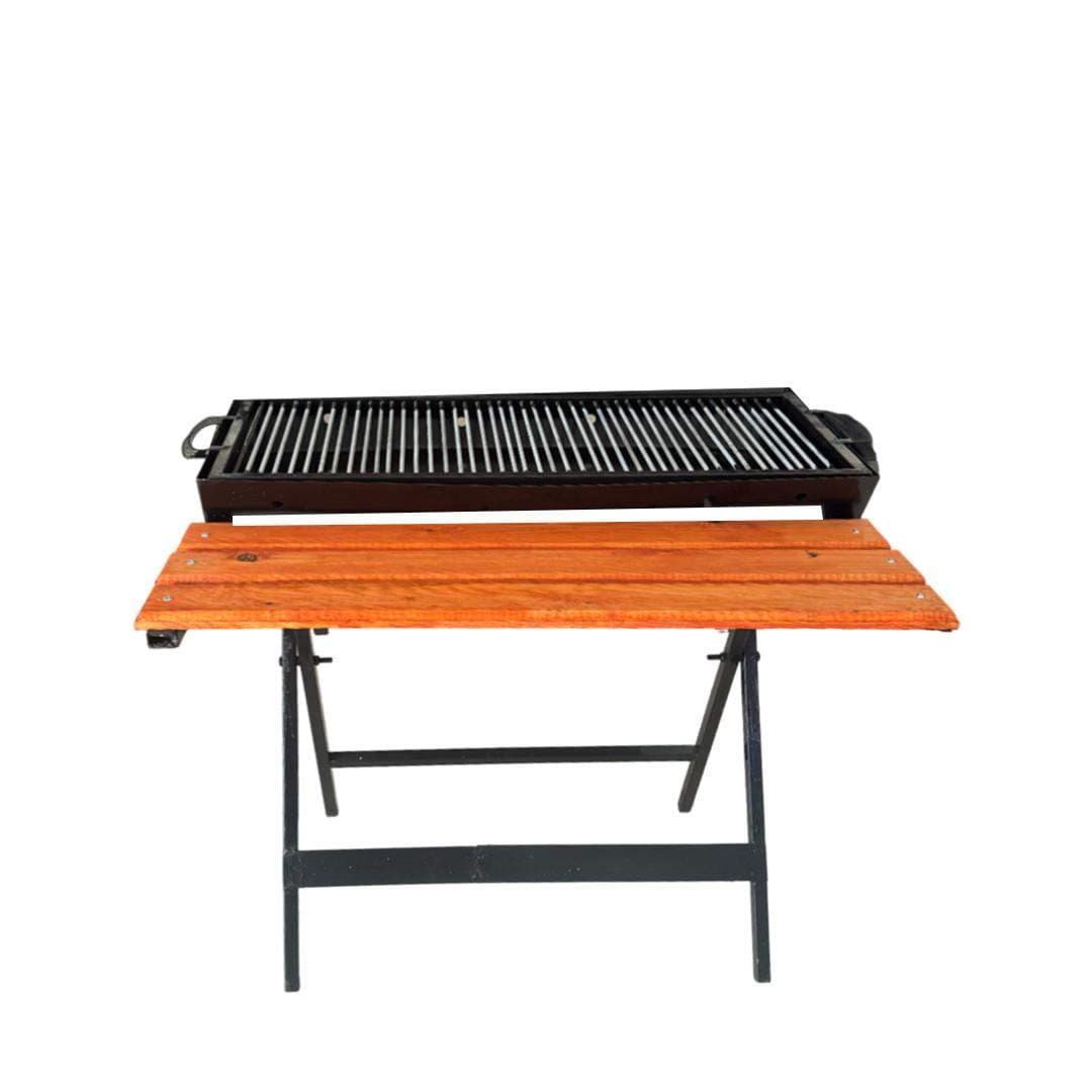 Barbecue à Charbon grille de 80 cm en métal Avec étagère en Bois