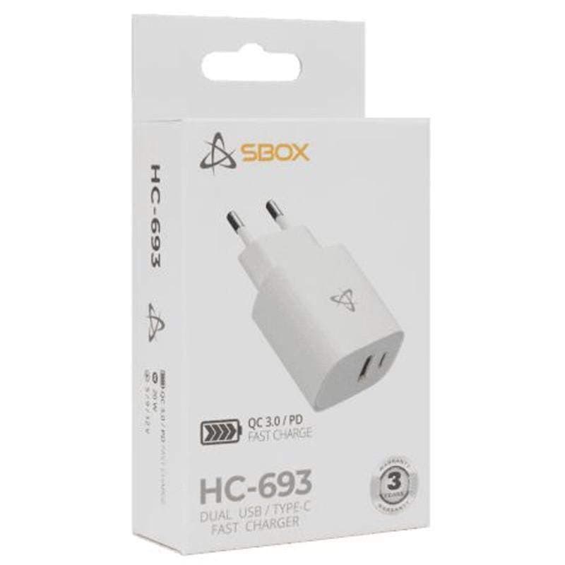 Chargeur Sbox HC-693 2 Ports USB Type-C Blanc