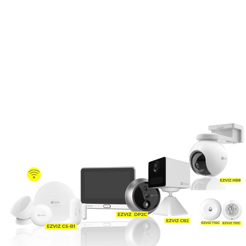 Pack KIT Alarme Smart EZVIZ avec caméra de surveillance externe hb8 2k+ 4mp motorisé wifi