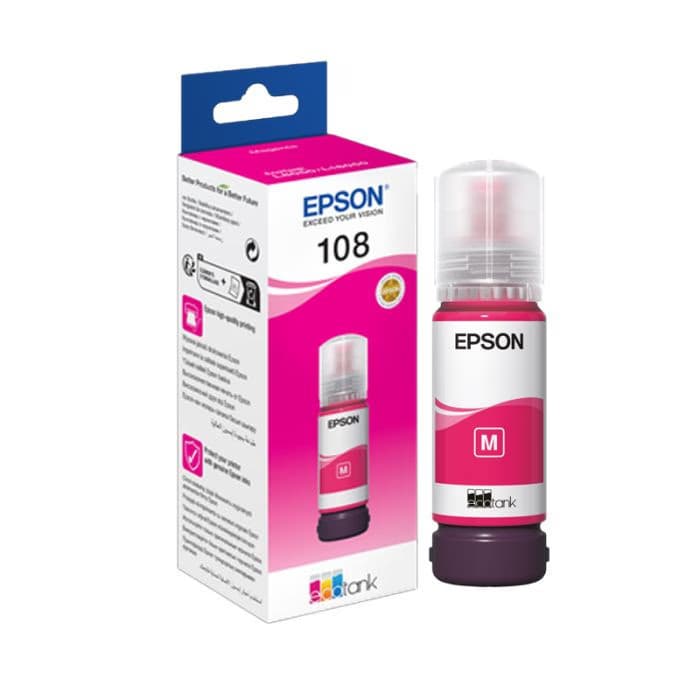 Bouteille D'encre Original EPSON ECOTANK 108 - Magenta (C13T09C34A)