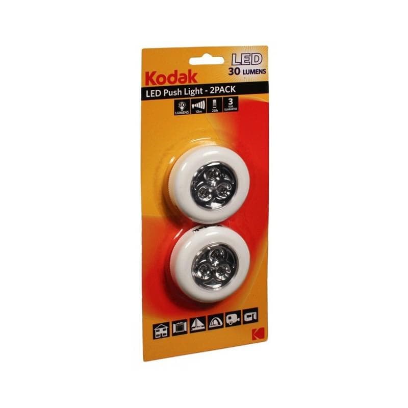 Torche Kodak Push Light 2x LED 30 Lumens en Blanc