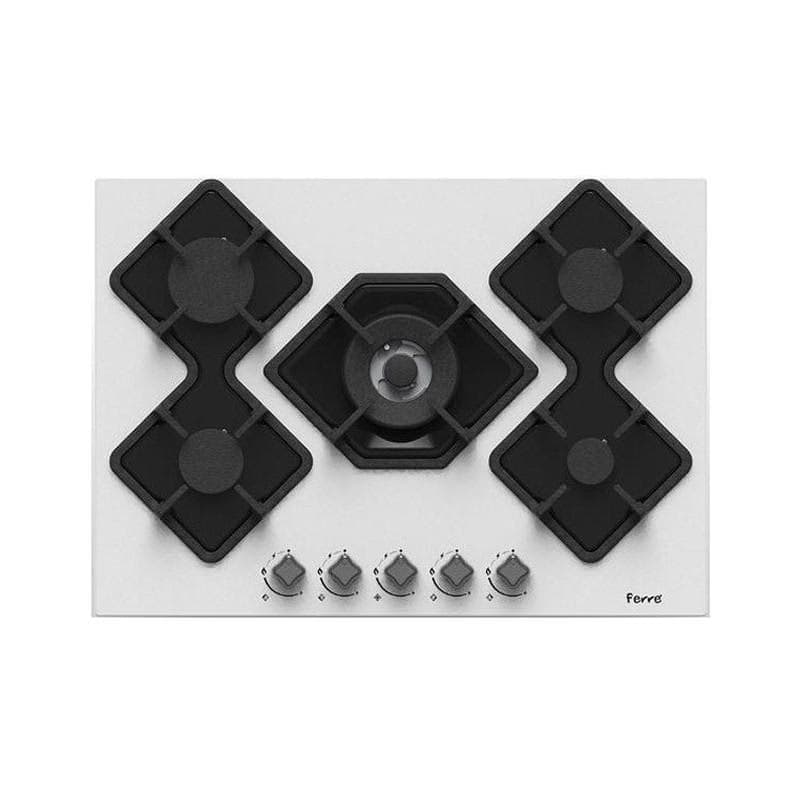 Plaque De Cuisson Ferre CUIS-KA013W 5 Feux Verre Trempé en Blanc