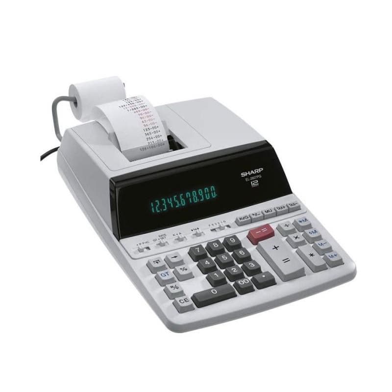 Calculatrice avec imprimante Sharp EL-2607V à ruban 58 mm en Blanc