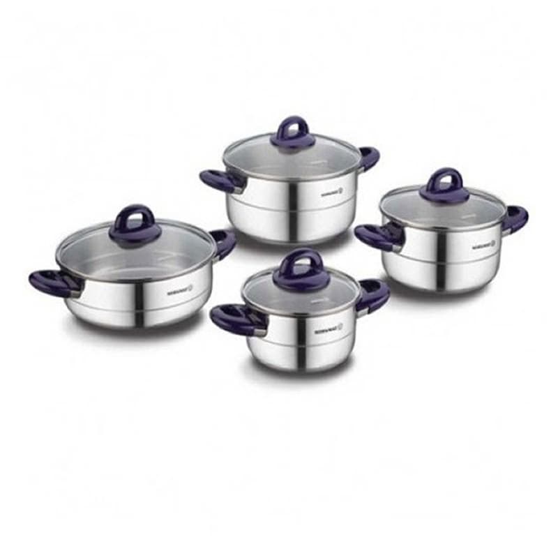 Set de 8 Pièces Korkmaz Hera Lavender en inox et touches de mauve (A1087)