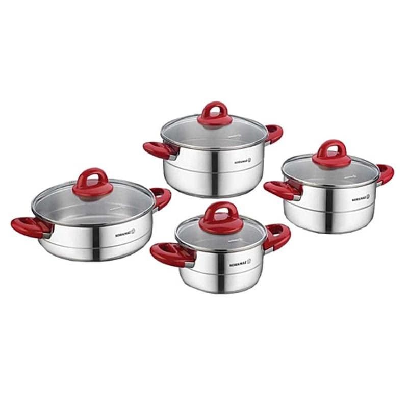 Set de 8 Pièces Korkmaz Hera Lavender en inox et touches de rouge (A1087-2)