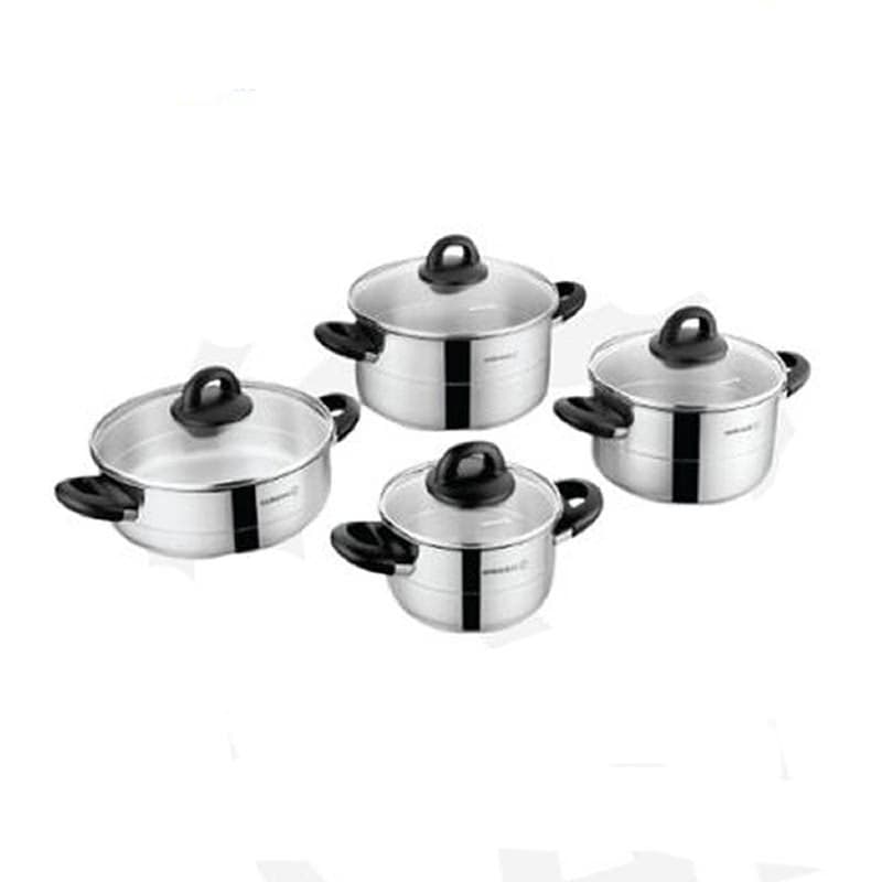 Set de 8 Pièces Korkmaz Hera Lavender en inox et touches de noir (A1087-3)