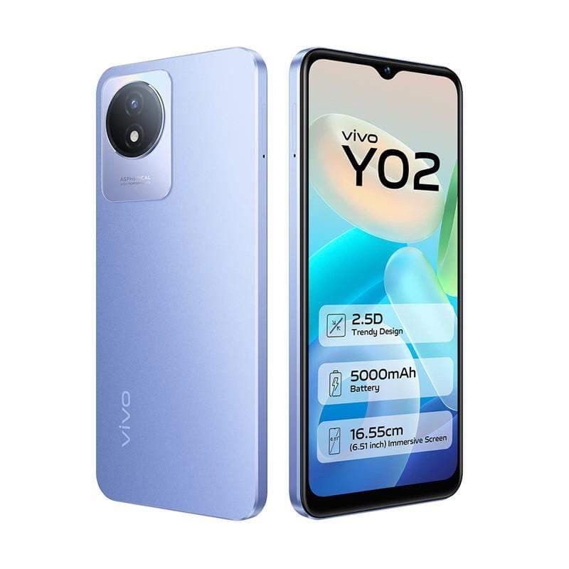 Vivo Y02, Smartphone Android RAM 2Go 32 Go en Bleu Orchidée