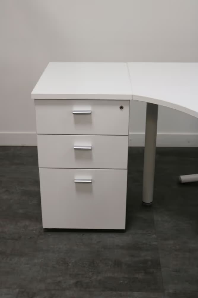 Bureau NELSON PVC avec retour à gouche Vintage et Blanc 3