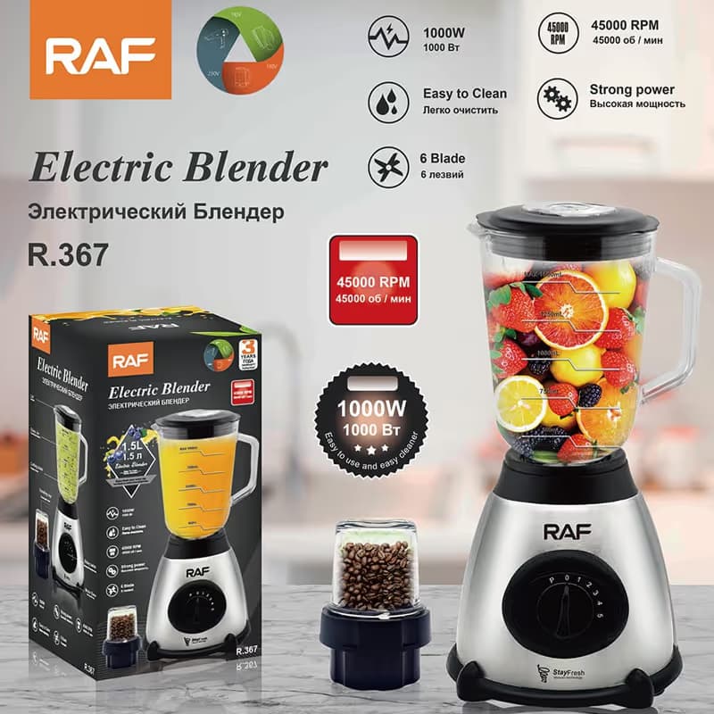 Blender En Verre 1.5L 1000W + Moulin à café RAF - R.367 