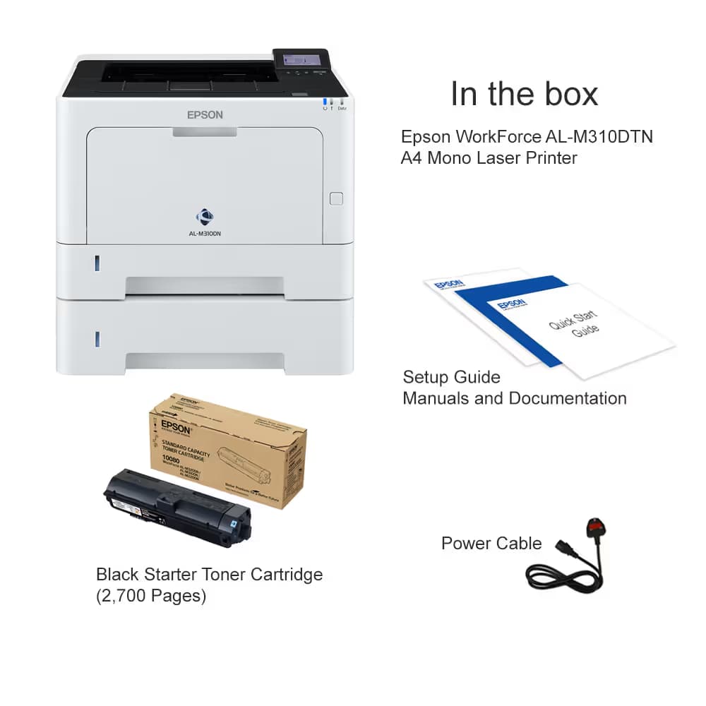 Imprimante laser EPSON Workforce A4 AL-M310DN 35ppm 128Mo  2