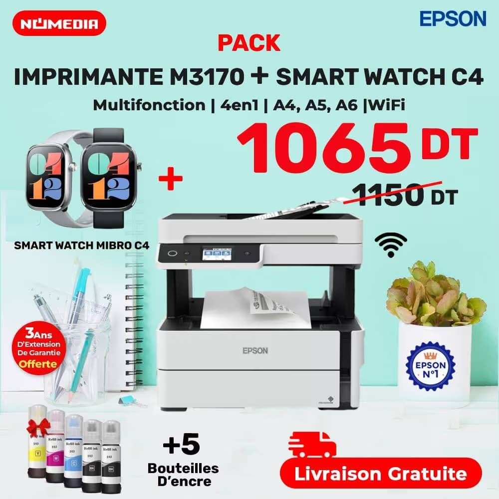 Pack imprimante Epson M3170+ SMARTWATCH Mibro C4