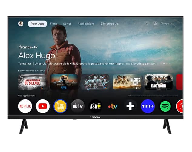 TV VEGA 43" QLED Full HD SMART GOOGLE TV avec Récepteur intégré - F43F1QBG