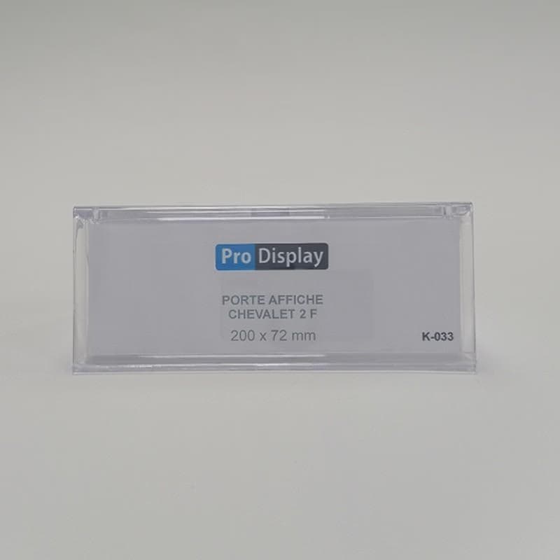 Pro Display K-033, Porte Affiche Chevalet Double Face 72 x 200 mm Transparent
