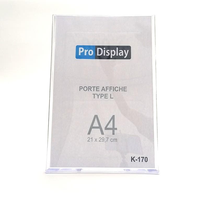 Pro Display K-170, Porte Affiche Type L Verticale A4 Transparent