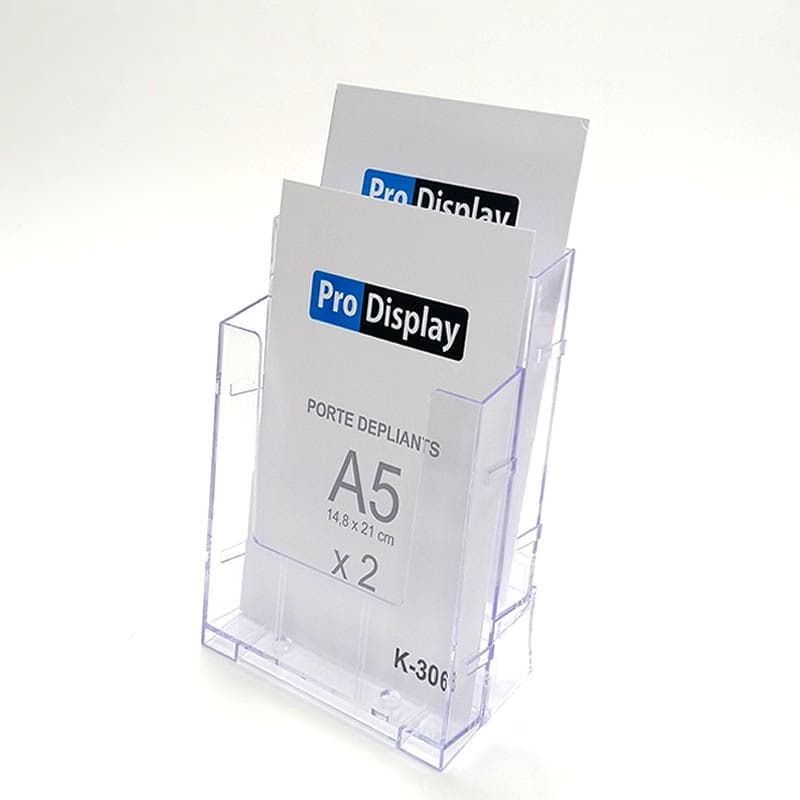 Pro Display K-306, Porte Dépliant 2 Compartiments A5 Transparent