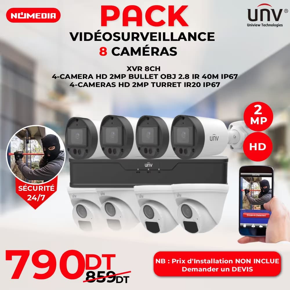 Pack 8 caméras VidéoSurveillance