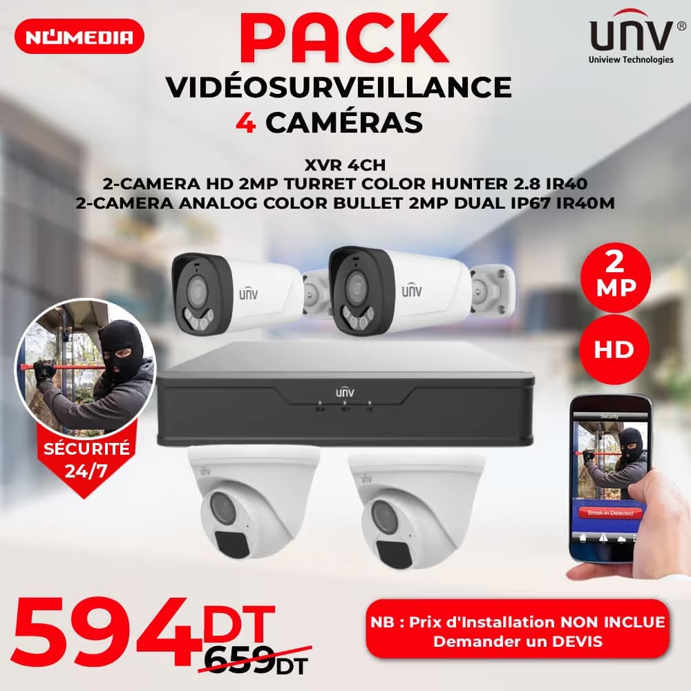 Pack 4 caméras VidéoSurveillance / couleur
