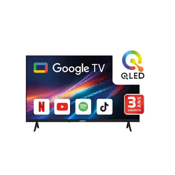 TÉLÉVISEUR VEGA 50″ QLED UHD 4K SMART GOOGLE TV + RÉCEPTEUR INTÉGRÉ - F50F2QBG