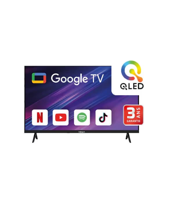 TÉLÉVISEUR VEGA 65″ QLED UHD 4K SMART GOOGLE TV + RÉCEPTEUR INTÉGRÉ - F65F2QBG